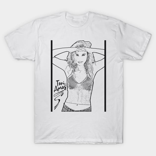 Tori amos // 80s Music// Black retro V T-Shirt by Degiab